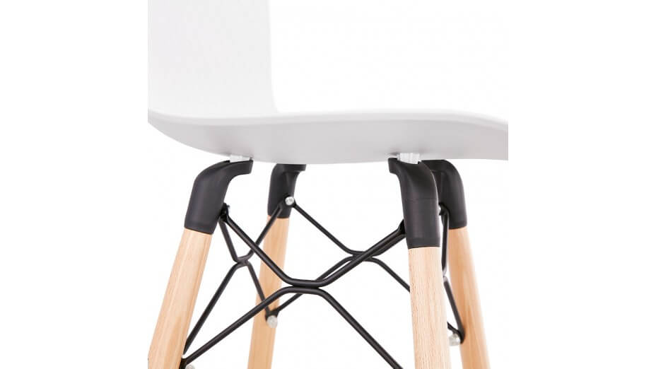 Tabouret snack Mi-hauteur blanc pied bois naturel - Elena