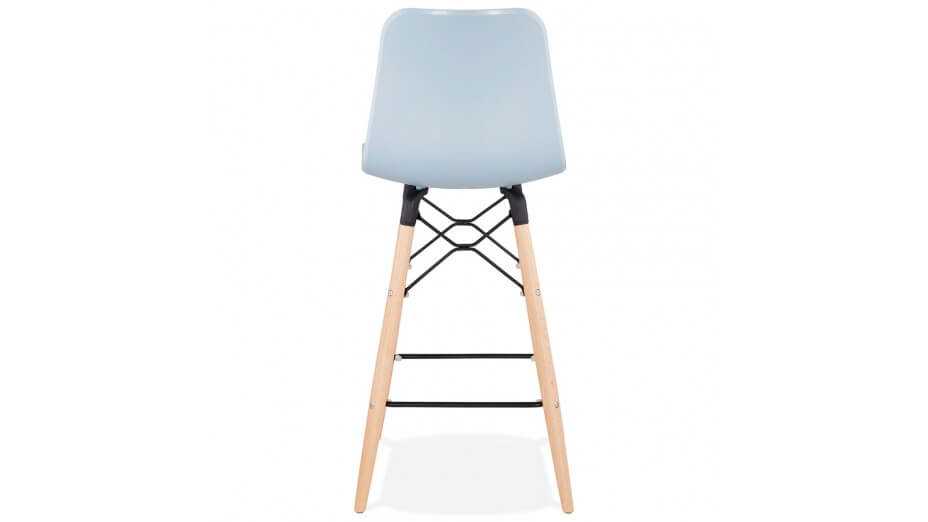 Tabouret snack Mi-hauteur bleu pied bois naturel - Elena