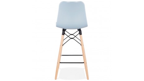 Tabouret snack Mi-hauteur bleu pied bois naturel - Elena