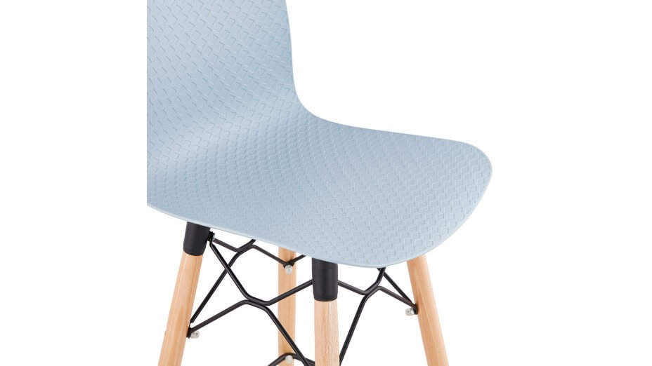 Tabouret snack Mi-hauteur bleu pied bois naturel - Elena