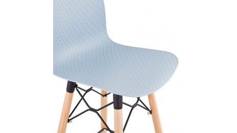Tabouret snack Mi-hauteur bleu pied bois naturel - Elena