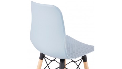 Tabouret snack Mi-hauteur bleu pied bois naturel - Elena