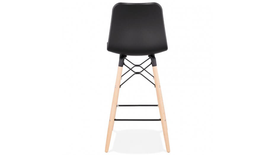 Tabouret snack Mi-hauteur noir pied bois naturel - Elena