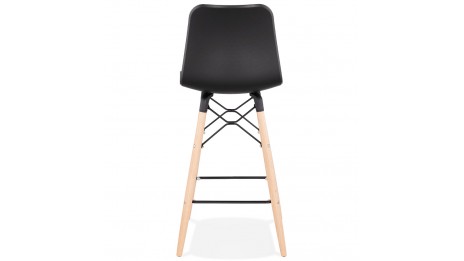 Tabouret snack Mi-hauteur noir pied bois naturel - Elena