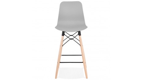 Tabouret snack Mi-hauteur gris pied bois naturel - Elena