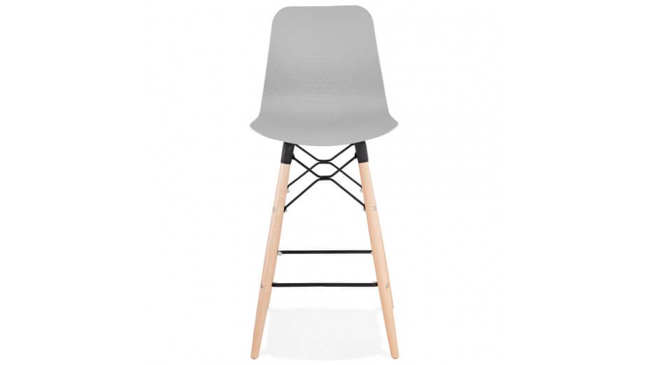 Tabouret snack Mi-hauteur gris pied bois naturel - Elena Tabouret snack Mi-hauteur gris pied bois naturel - Elena