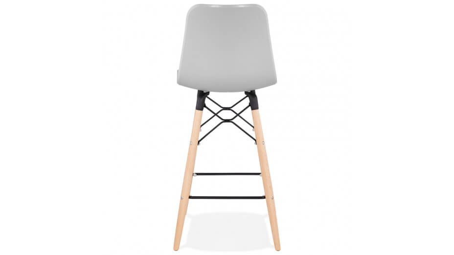 Tabouret snack Mi-hauteur gris pied bois naturel - Elena