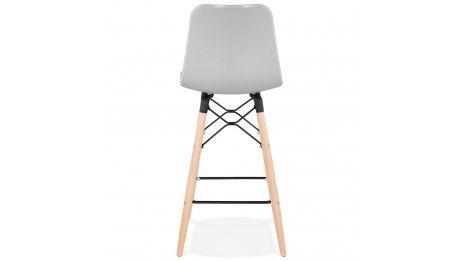 Tabouret snack Mi-hauteur gris pied bois naturel - Elena