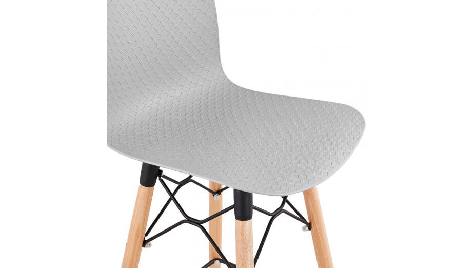Tabouret snack Mi-hauteur gris pied bois naturel - Elena