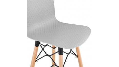 Tabouret snack Mi-hauteur gris pied bois naturel - Elena