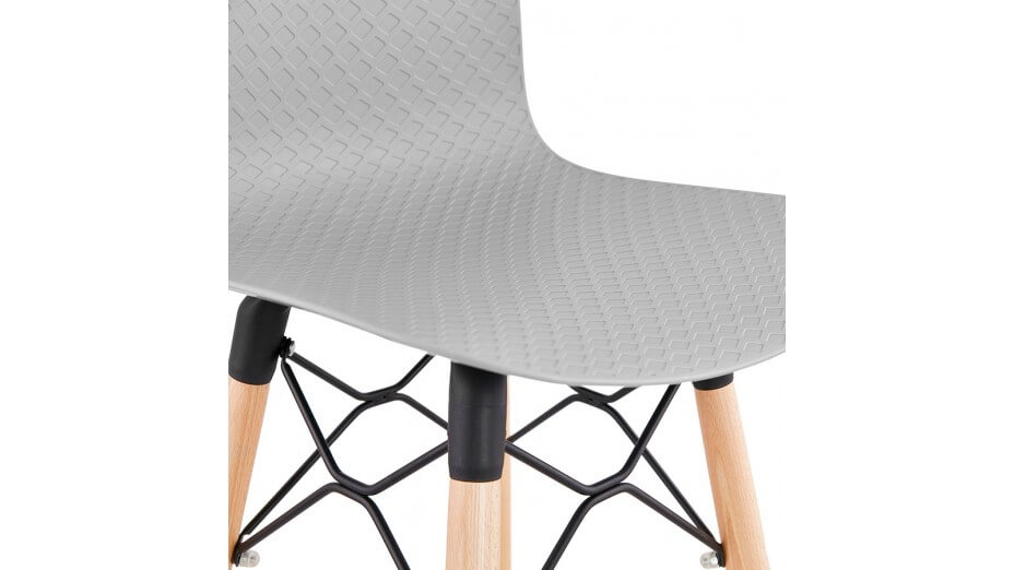 Tabouret snack Mi-hauteur gris pied bois naturel - Elena