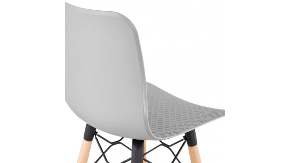 Tabouret snack Mi-hauteur gris pied bois naturel - Elena