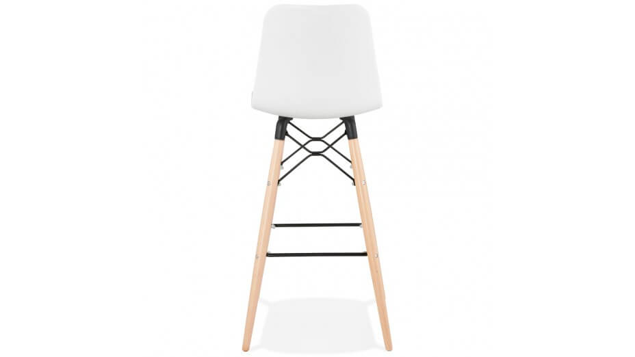 Tabouret de bar blanc pied bois naturel - Elena