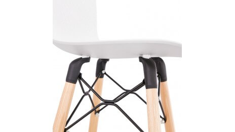 Tabouret de bar blanc pied bois naturel - Elena