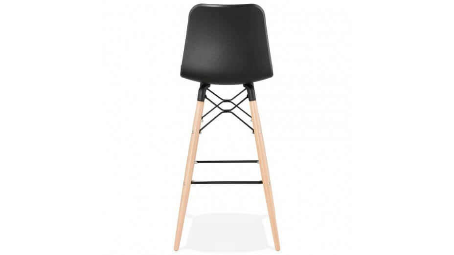 Tabouret de bar noir pied bois naturel - Elena