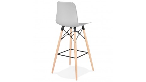 Tabouret de bar gris pied bois naturel - Elena