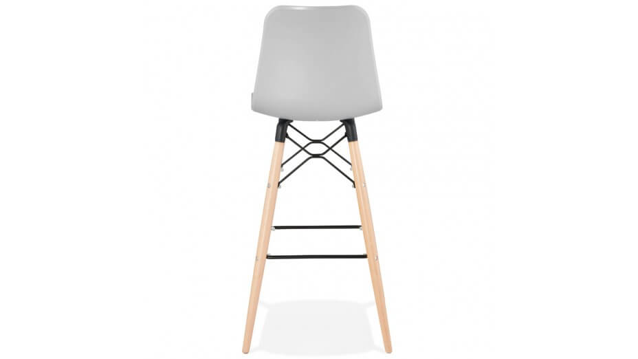 Tabouret de bar gris pied bois naturel - Elena