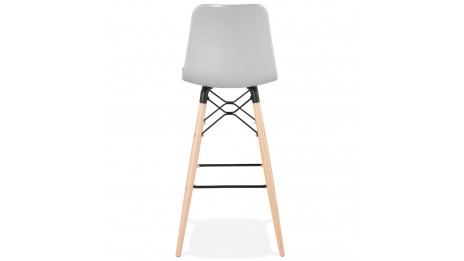 Tabouret de bar gris pied bois naturel - Elena