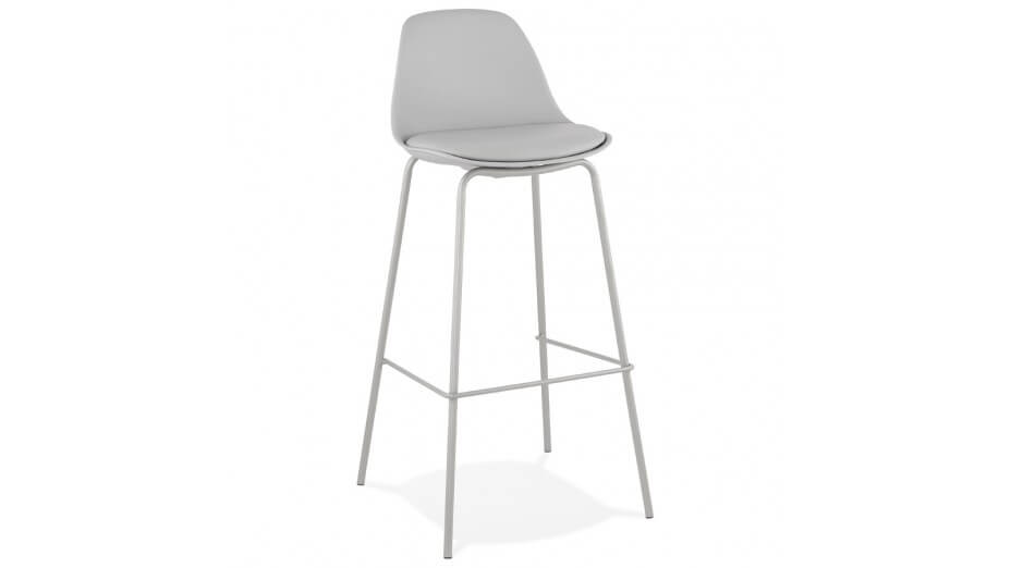 Tabouret de bar gris pied métal gris - Nevy