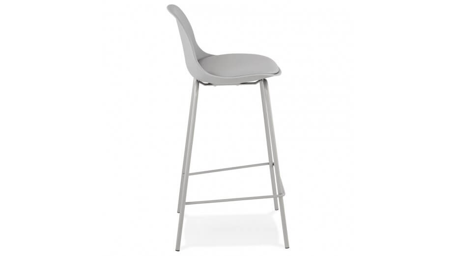 Tabouret snack Mi-hauteur gris pied métal gris - Nevy