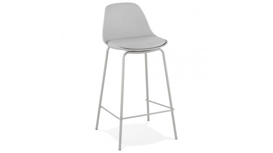 Tabouret snack Mi-hauteur gris pied métal gris - Nevy