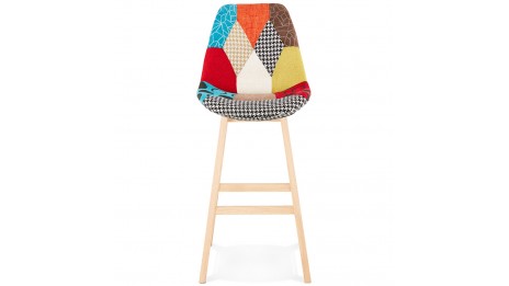 Tabouret de bar scandinave tissu patchwork - Ninon