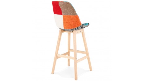 Tabouret de bar scandinave tissu patchwork - Ninon