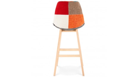 Tabouret de bar scandinave tissu patchwork - Ninon