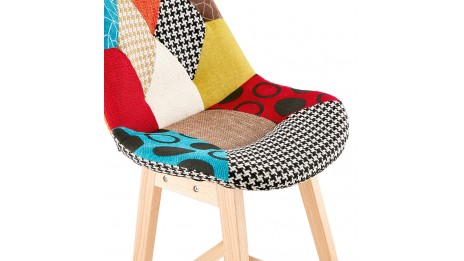 Tabouret de bar scandinave tissu patchwork - Ninon