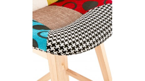 Tabouret de bar scandinave tissu patchwork - Ninon