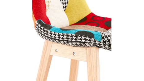 Tabouret de bar scandinave tissu patchwork - Ninon