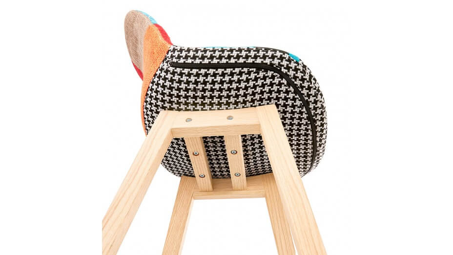 Tabouret de bar scandinave tissu patchwork - Ninon