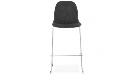 Tabouret de bar empilable tissu gris foncé pieds métal chromé - Tomy