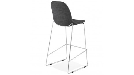 Tabouret de bar empilable tissu gris foncé pieds métal chromé - Tomy