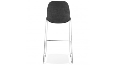 Tabouret de bar empilable tissu gris foncé pieds métal chromé - Tomy