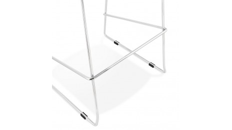 Tabouret de bar empilable tissu gris foncé pieds métal chromé - Tomy