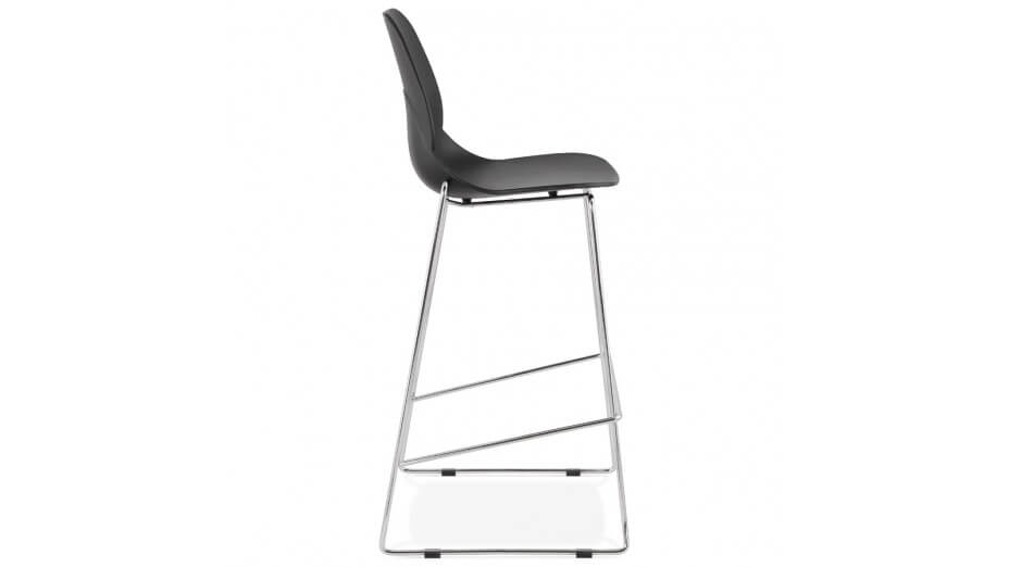 Tabouret de bar empilable noir pieds chromé- Ruddy