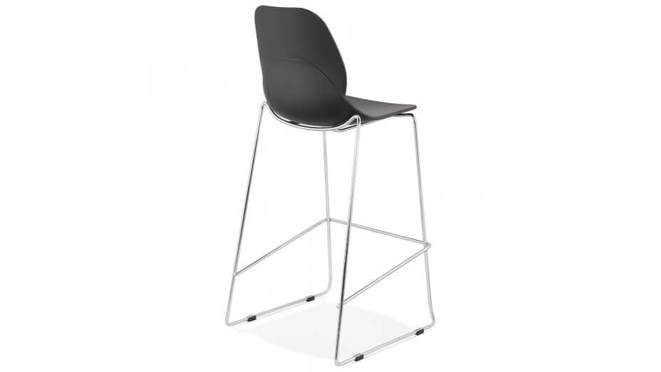 Tabouret de bar empilable noir pieds chromé- Ruddy