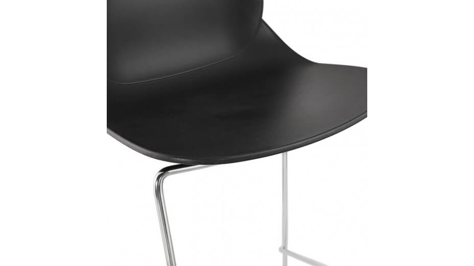 Tabouret de bar empilable noir pieds chromé- Ruddy