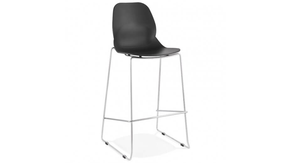 Tabouret de bar empilable noir pieds chromé- Ruddy