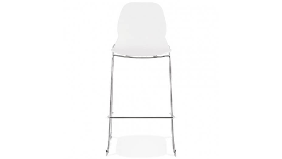 Tabouret de bar empilable blanc pieds chromé- Ruddy