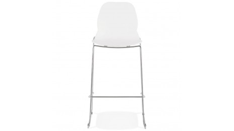 Tabouret de bar empilable blanc pieds chromé- Ruddy