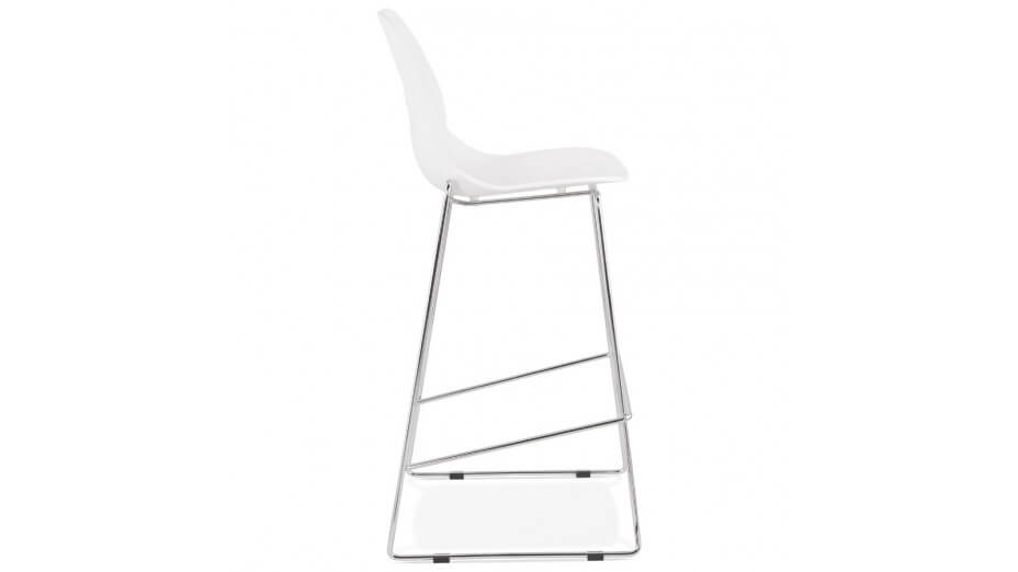 Tabouret de bar empilable blanc pieds chromé- Ruddy