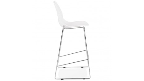 Tabouret de bar empilable blanc pieds chromé- Ruddy