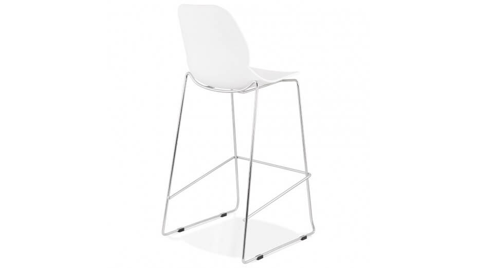 Tabouret de bar empilable blanc pieds chromé- Ruddy