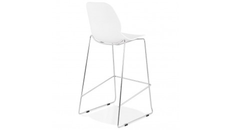 Tabouret de bar empilable blanc pieds chromé- Ruddy