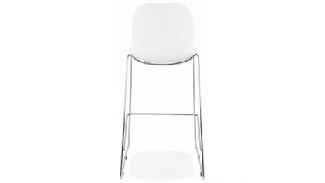 Tabouret de bar empilable blanc pieds chromé- Ruddy