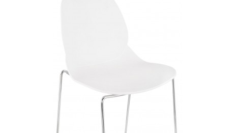 Tabouret de bar empilable blanc pieds chromé- Ruddy