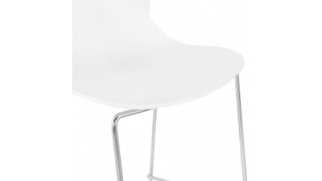 Tabouret de bar empilable blanc pieds chromé- Ruddy