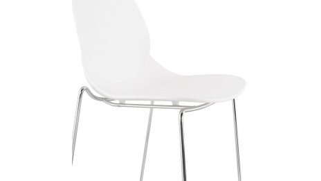 Tabouret de bar empilable blanc pieds chromé- Ruddy